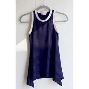 Lacoste Women's Sleeveless Ribbed Navy Top Size 34